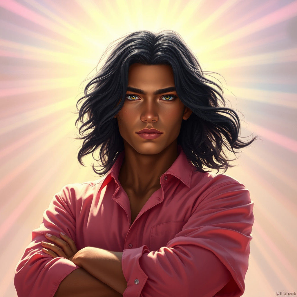 Confident Young Man with Silver Eyes in Fantasy Art
