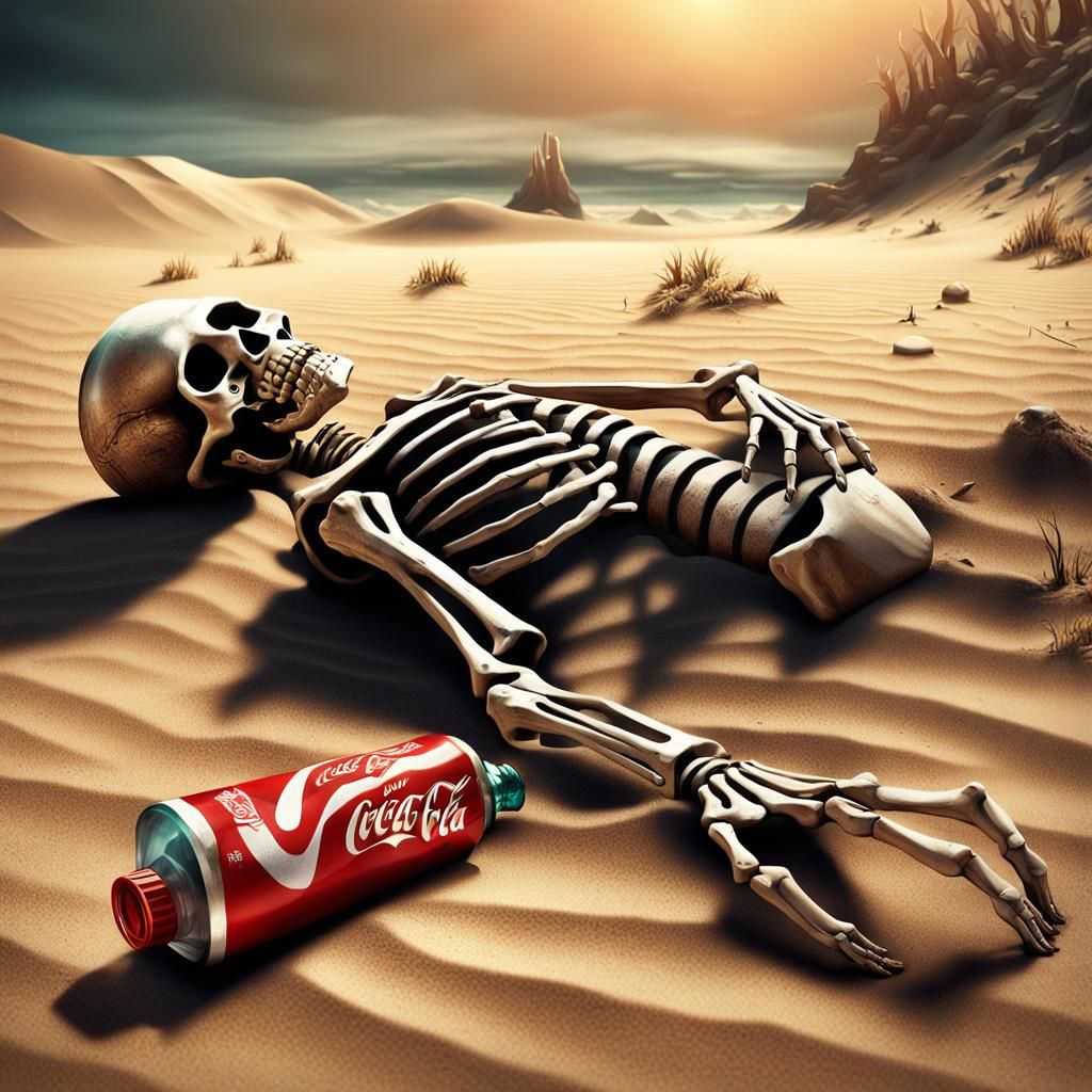 Skeleton Reaching for Coca-Cola: Detailed Digital Art