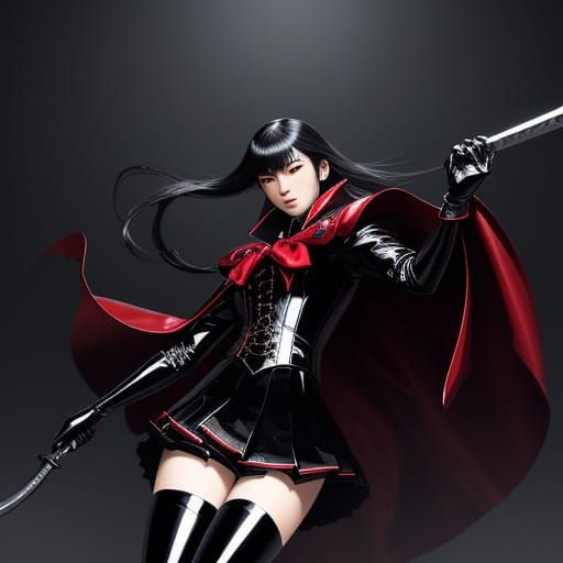 Teen Vampire in Patent Leather Sailor Uniform with Whip