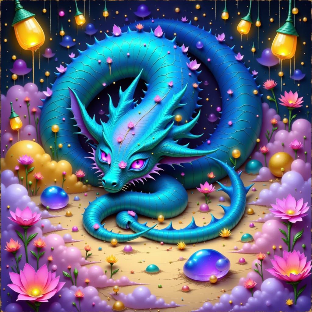 Blue Dragon's Whimsical Treasure Hoard