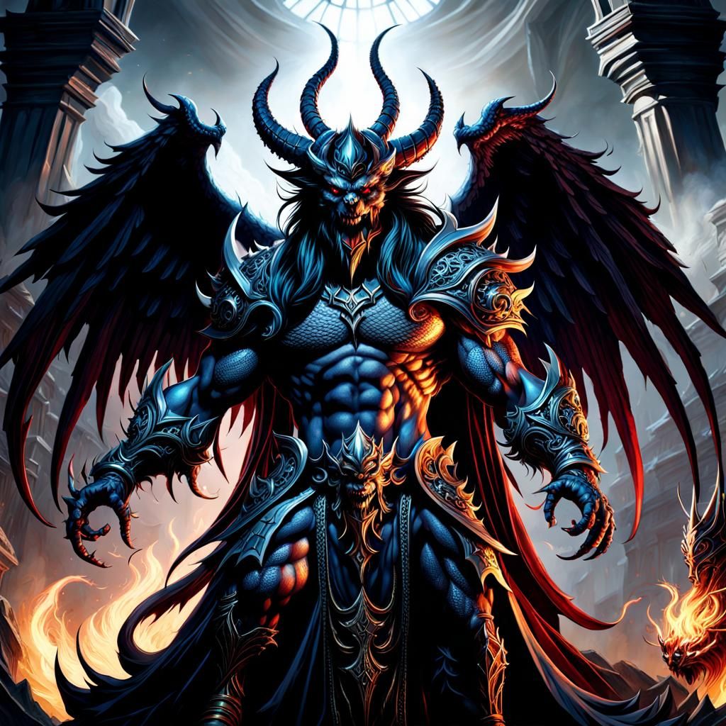 Dark Demon Visits Holy Heaven: Fantasy Portrait