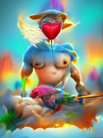 Cupid, God of Love, in Digital Illustration