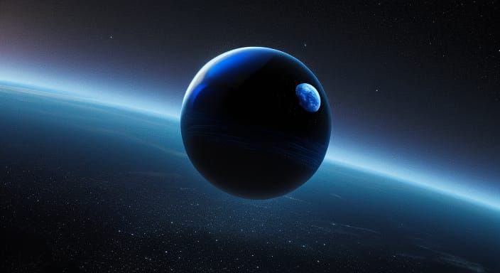 Obsidian Sphere Floating in Dark Space