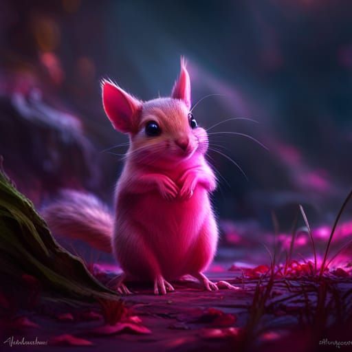 Hyperdetailed Pink Chipmunk in Dark Fantasy Style