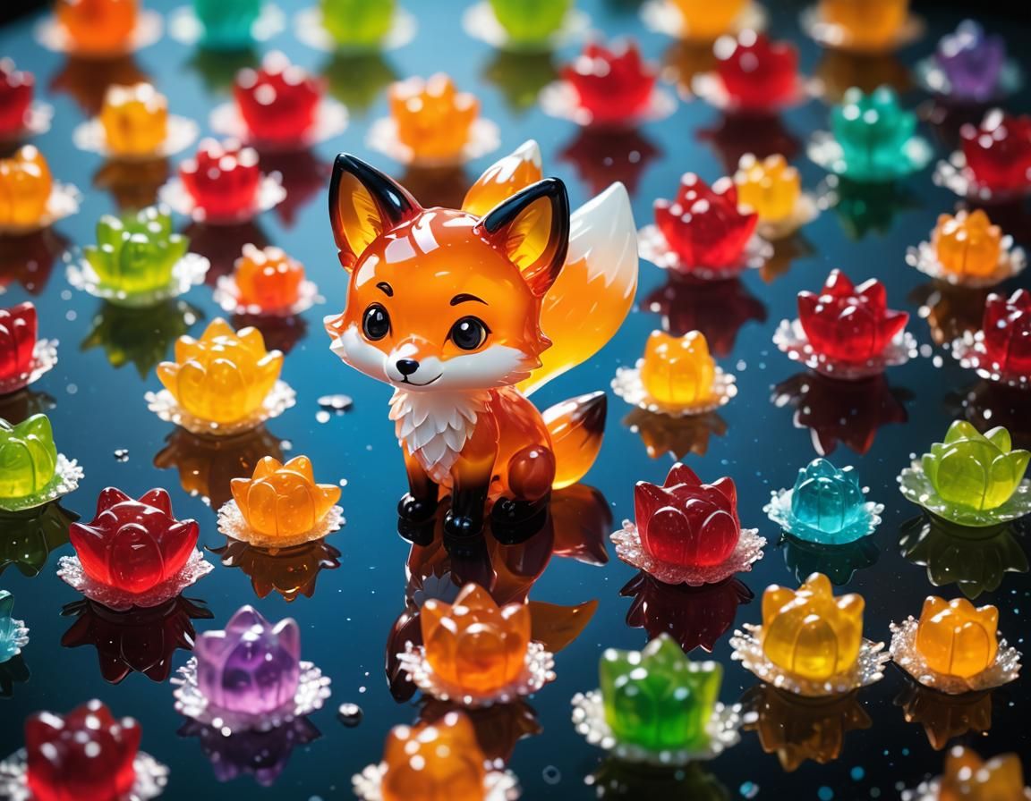 Colorful Jelly Fox: Studio Ghibli Inspired Art