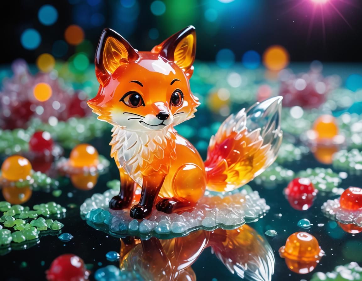 Chibi Gummy Fox with Ghibli-Inspired Light Effects