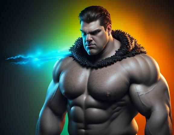 Taser Zapping: Detailed Matte Painting of Muscular Man