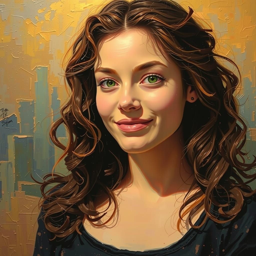 Impasto Painting of a Beautiful Young Woman