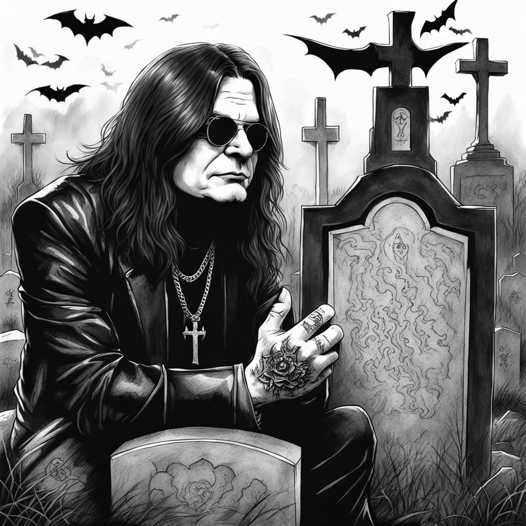 Ozzy Osbourne Fan Art in Graveyard Sketch