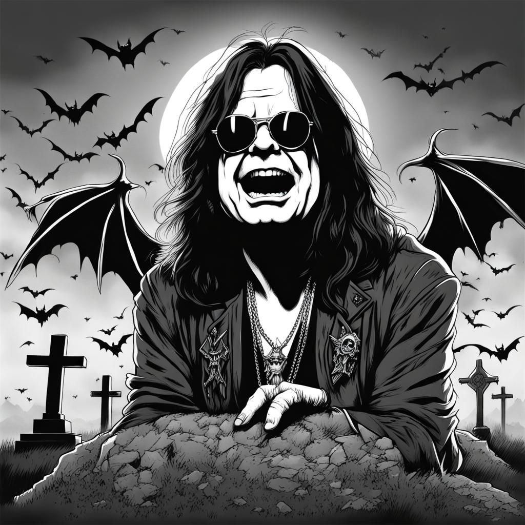 Ozzy Osbourne Fan Art in Graveyard Sketch