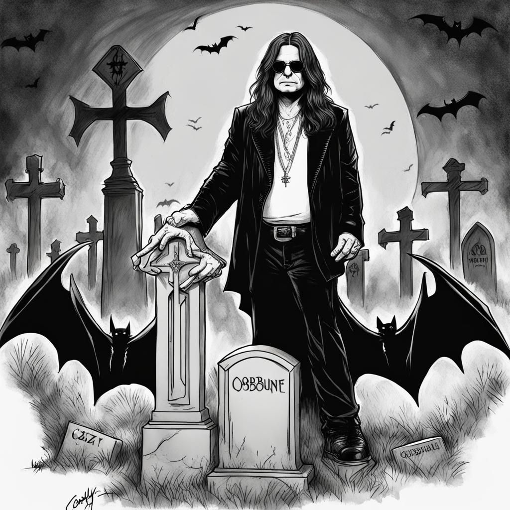 Ozzy Osbourne Fan Art in Graveyard Sketch