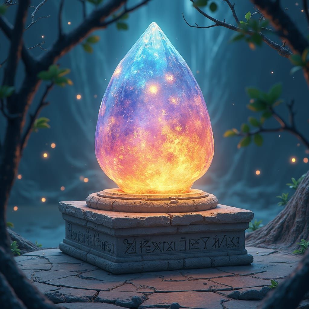 Luminous Aether Stone in Mystical Setting
