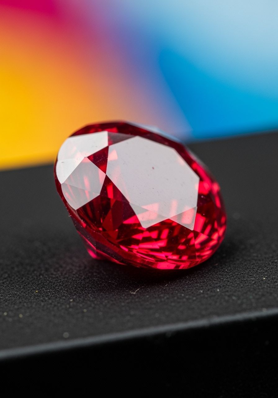 Vibrant Ruby-Red Proustite Gem on Black Cloth