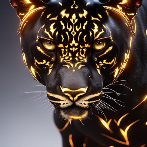 Jeweled Panther in Dark Fantasy Style