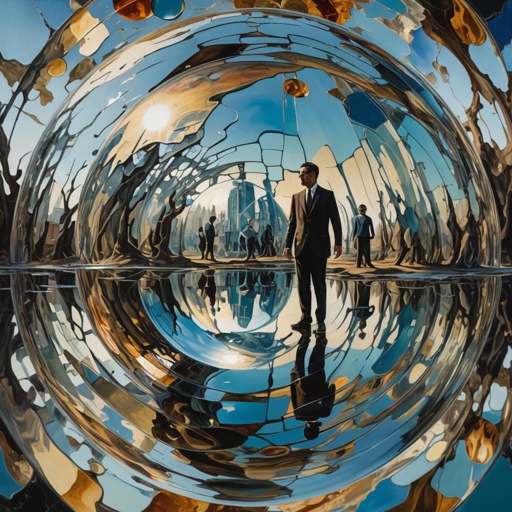 Surreal Sphere of Fragmented Identities in Oil Painting Styl...