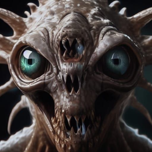 Gargantuan Moray Eel Frozen in Time, High Contrast, Hyper-Re...