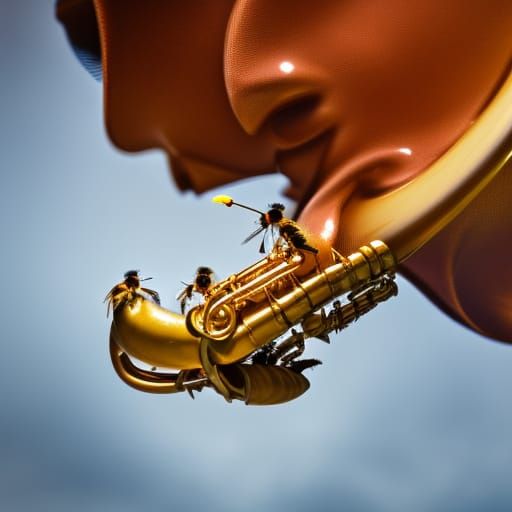 Mouthful of honeybees saxophone