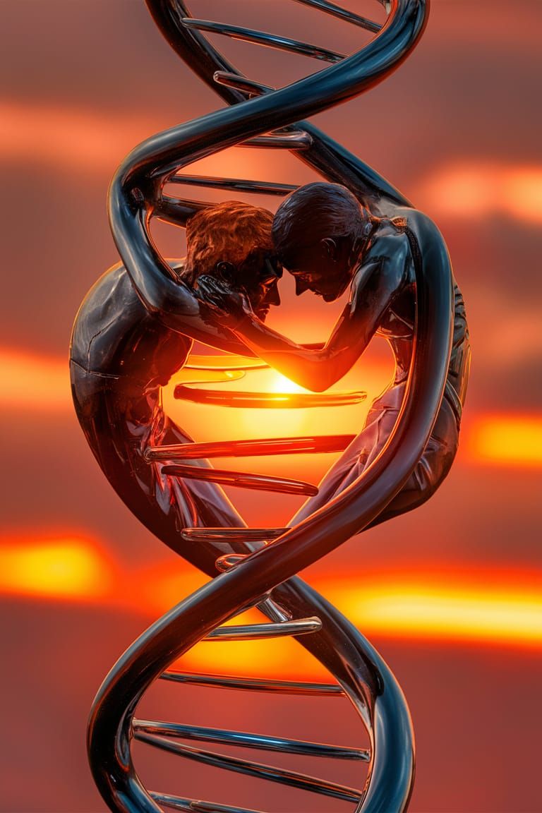 Passionate Embrace: 3D Sculpture in Glass and Metal