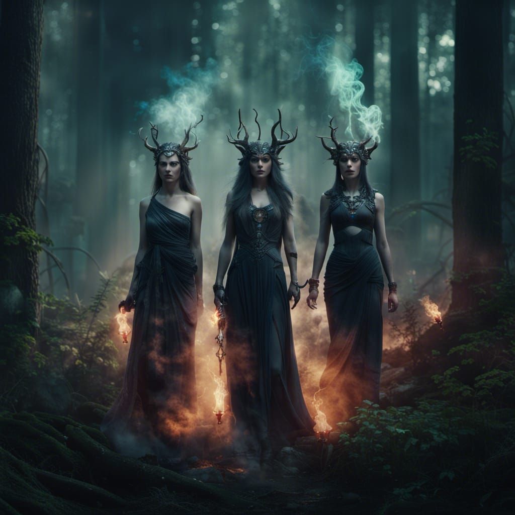 Mystical Hecate in Forest Fantasy Art