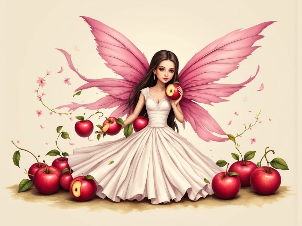 Whimsical Fairy with Pink Wings in Sparklecore Style