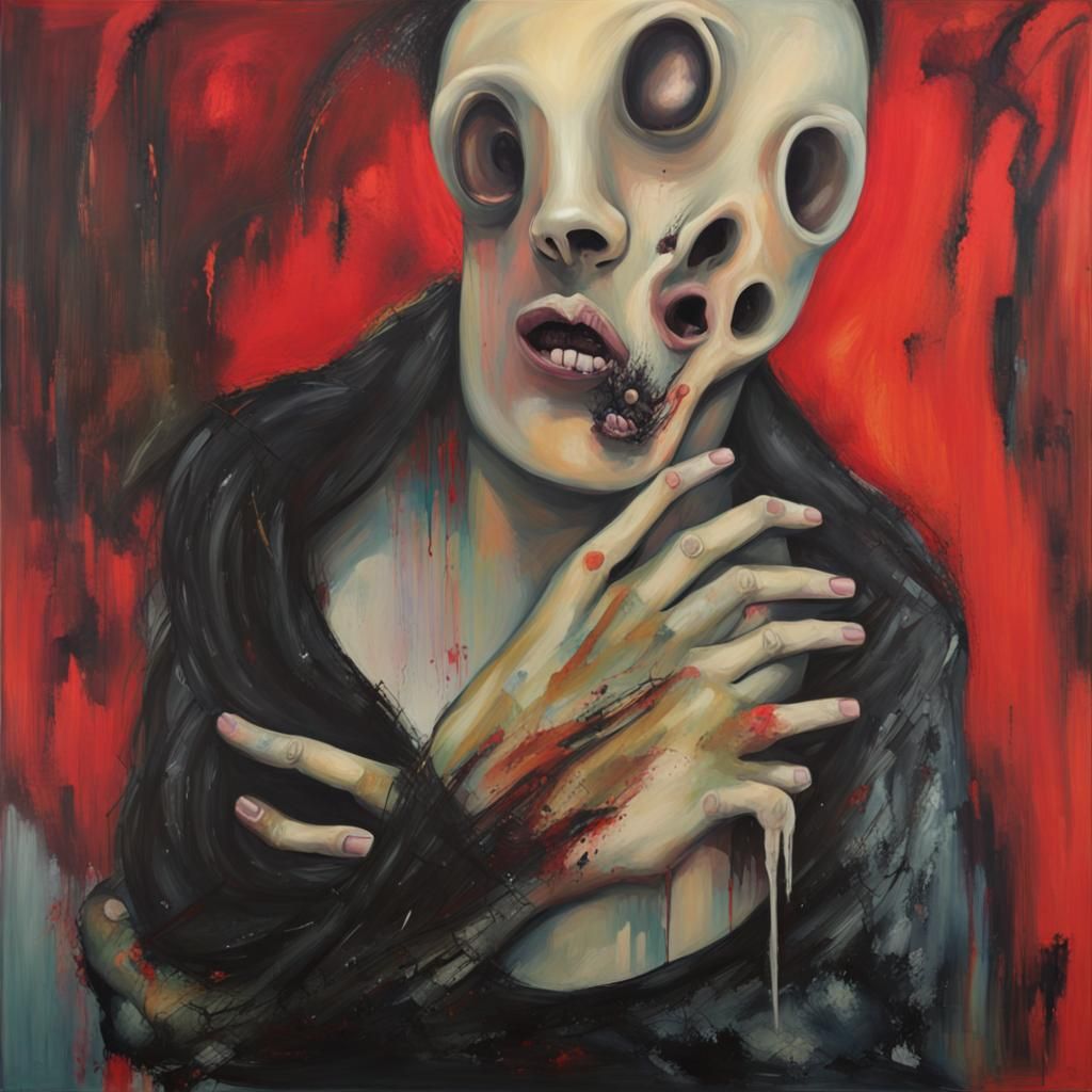 Surreal Dough Melodies: A Horror Painting