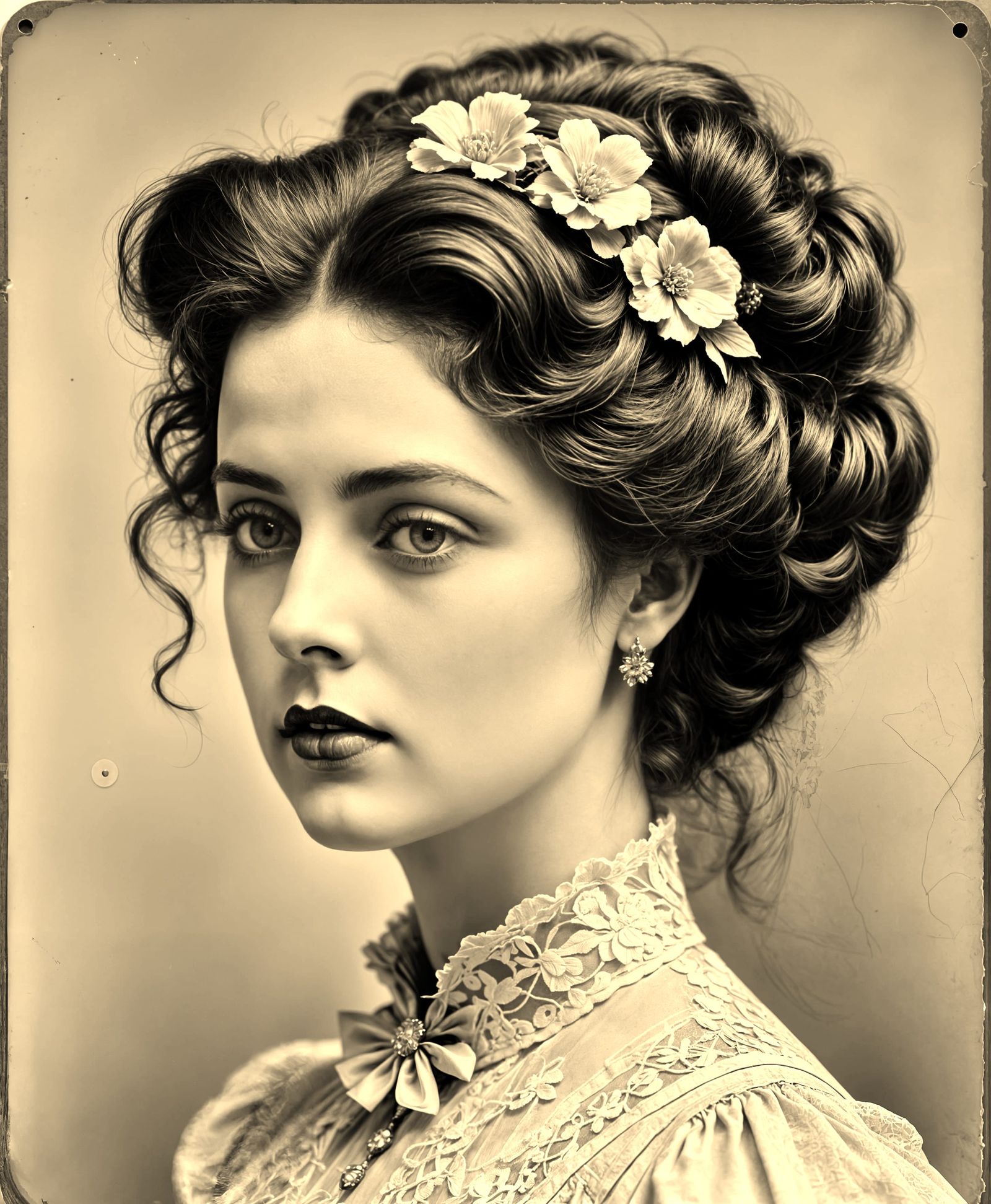 Victorian-Era Gibson Girl in Melancholic Mood
