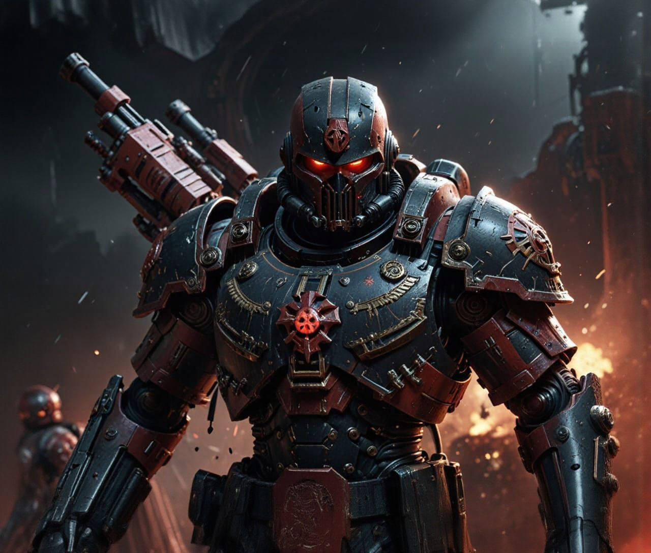 Warhammer 40K Astartes in Red Armor Concept Art