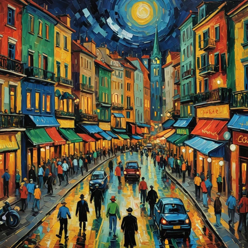 Monte Carlo Nightlife in Neo-Expressionist Impasto