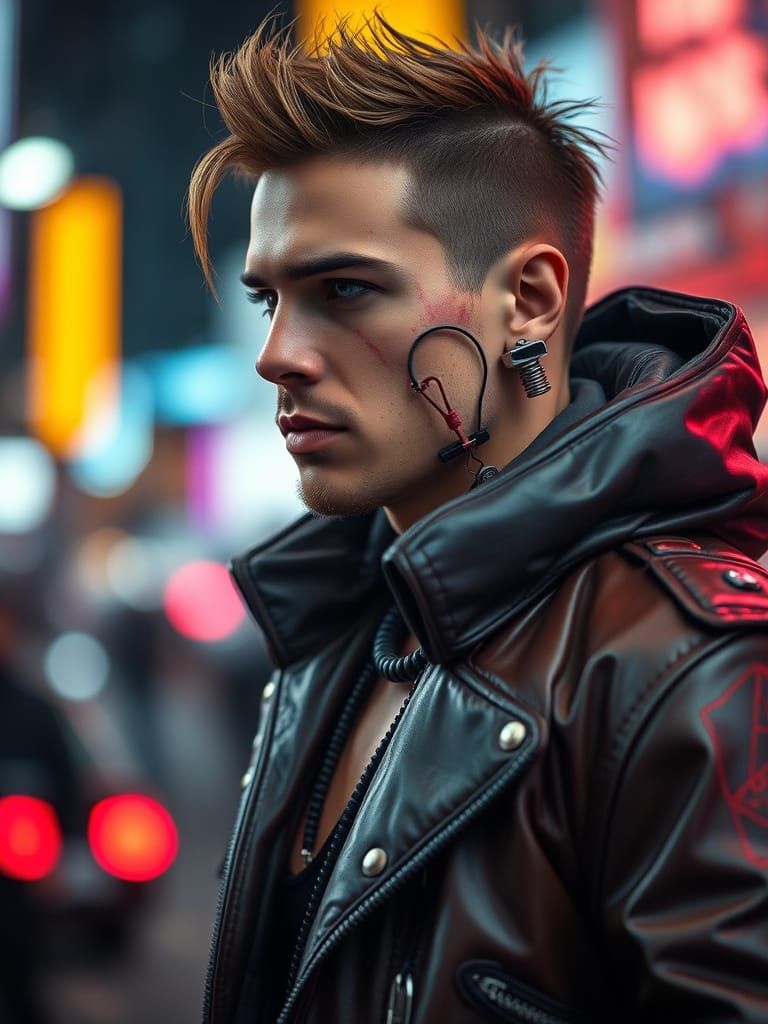Cyberpunk Street Kid with Cybernetic Enhancements