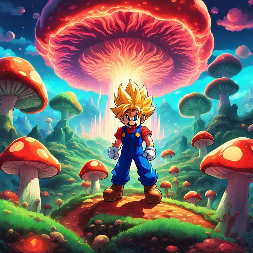 Super Saiyan Mario in Studio Trigger Anime Style