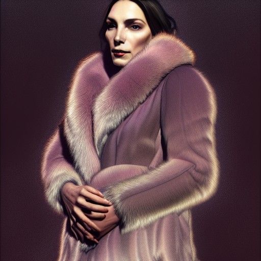 Hyperrealistic Queen in Fur Coat: Digital Art