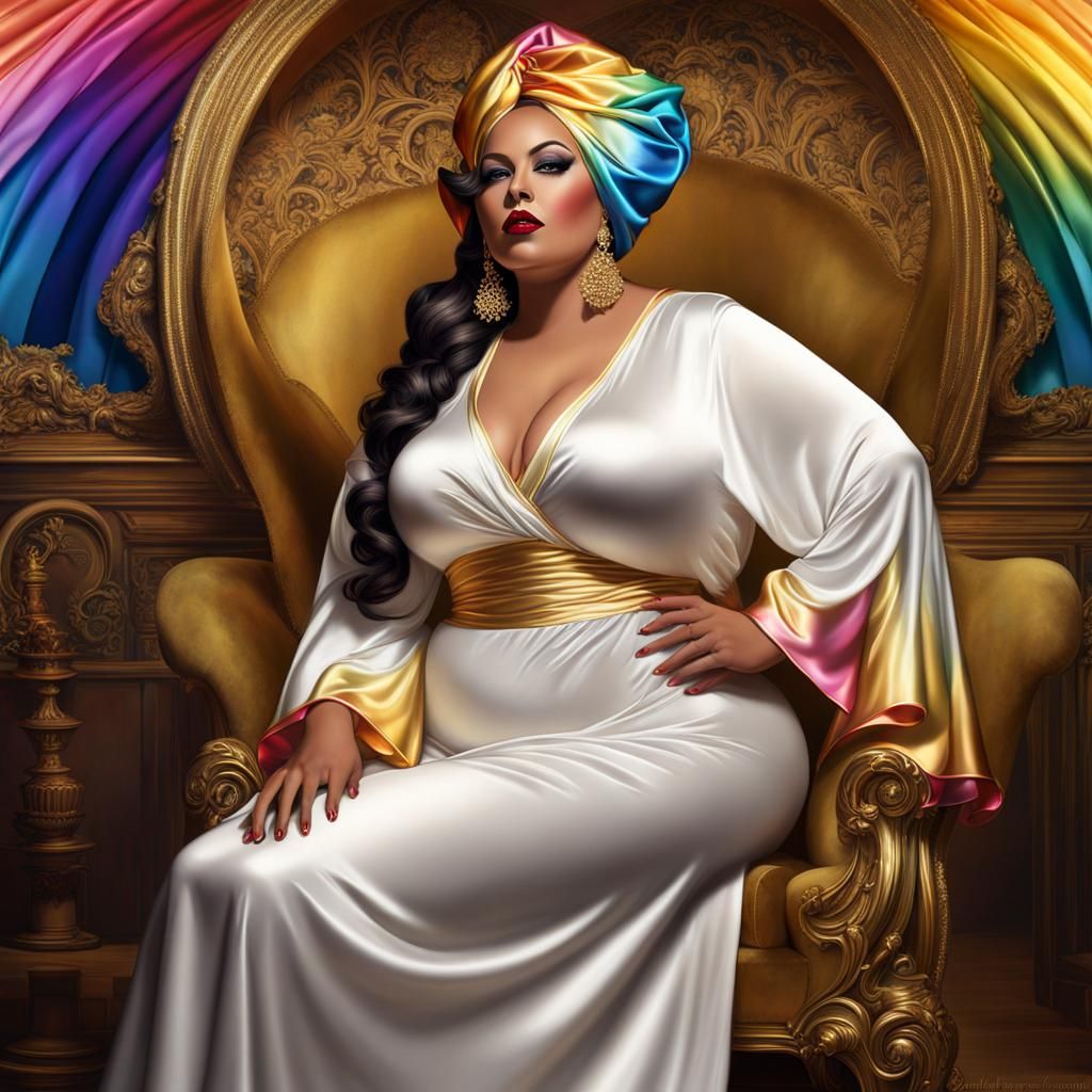 Satin-Clad Women in Fantastical Art Style