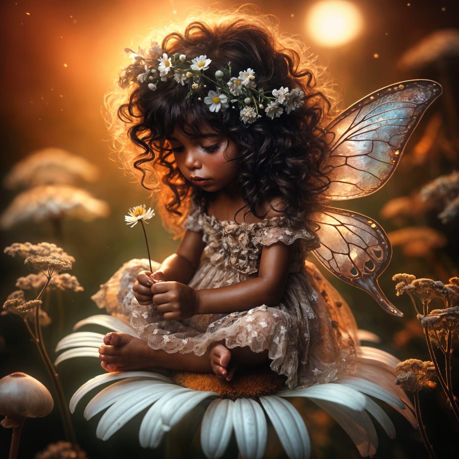 Enchanting Fairy Child in a Summer Meadow