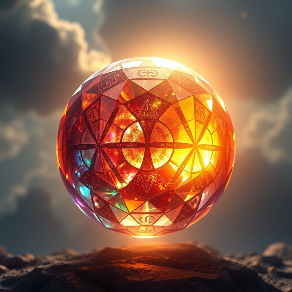 Surreal Crystal Orb Reflects Sunlight in Vibrant, Detailed F...