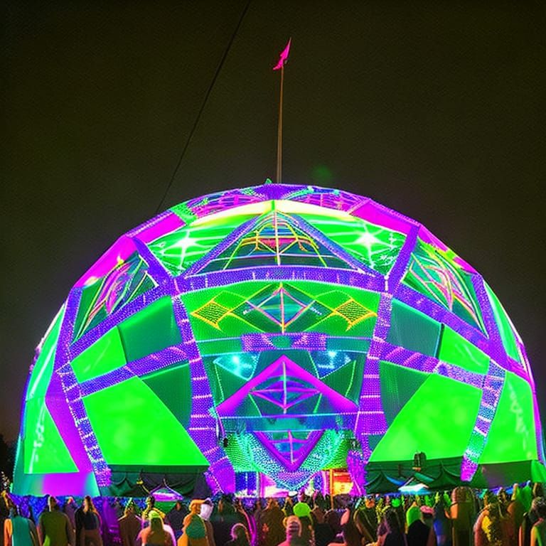 Nighttime LED Geodesic Dome: Spirit Goddess Rave