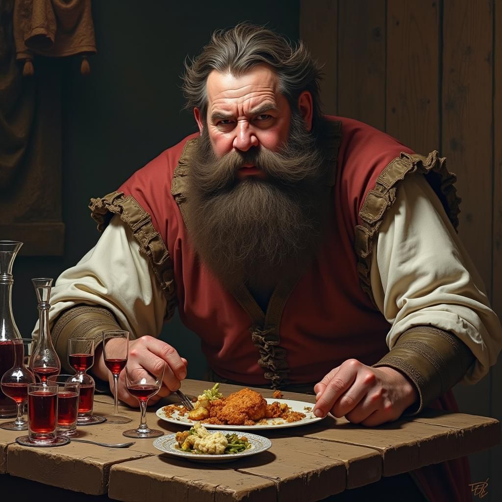 Medieval Man in Tavern, Digital Art