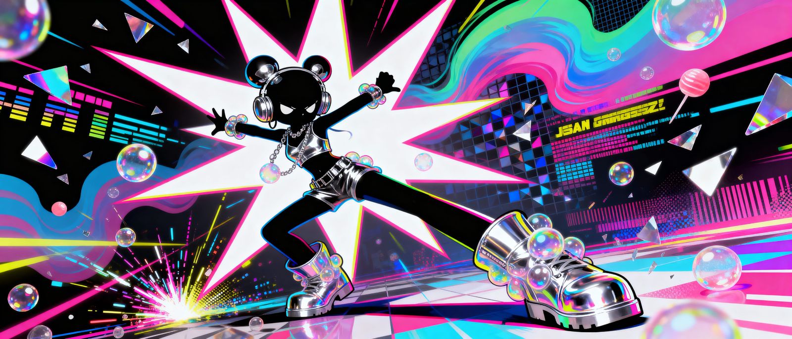 Hyperpop Dream Character in Neon Digital Art