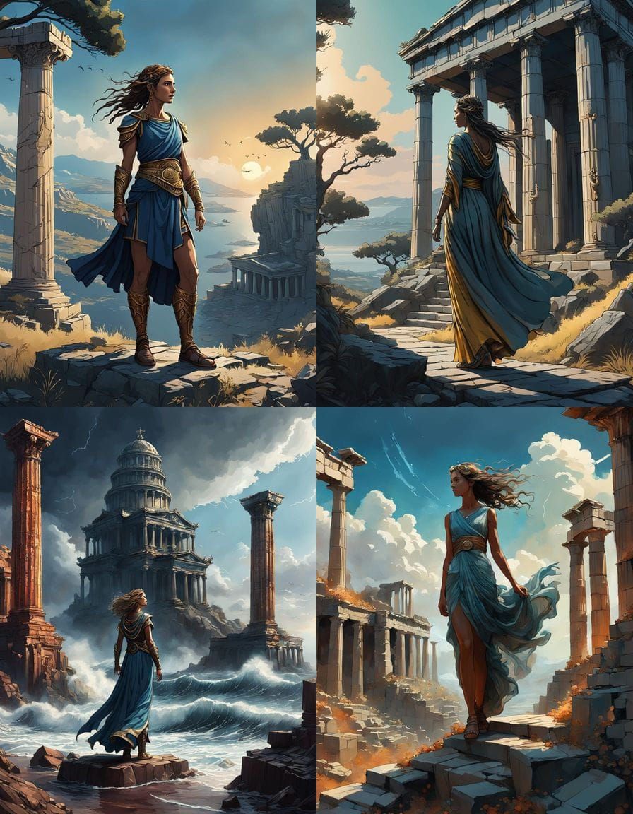 Epic Fantasy Goddess in Greek Saga Illuminated