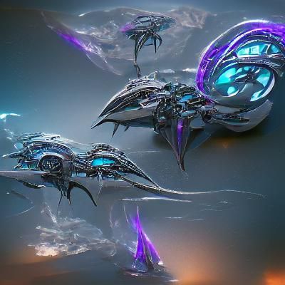 Futuristic Squid Spaceship Concept Art in 3D