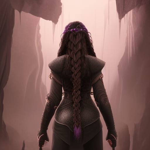 Fantasy Woman Warrior in Detailed Matte Painting