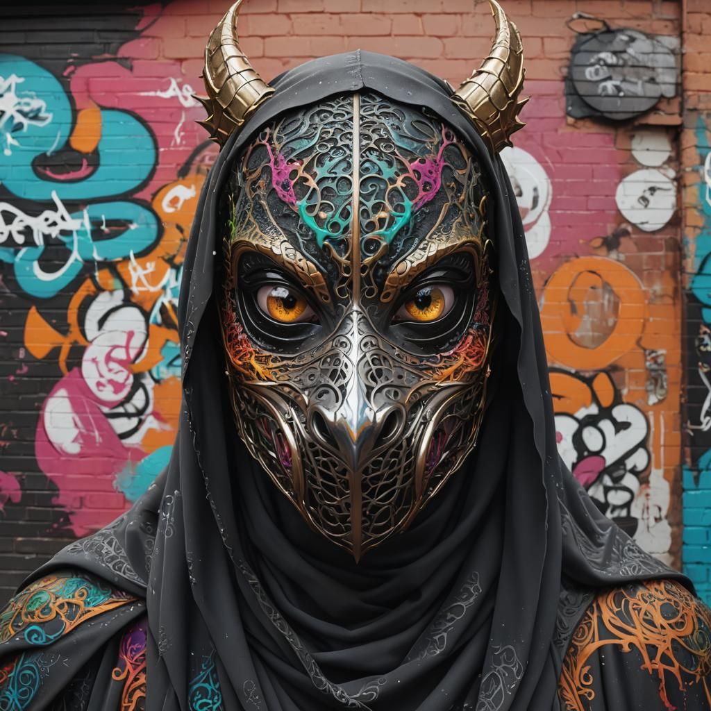 Dragon in Burqa: Graffiti Art Style