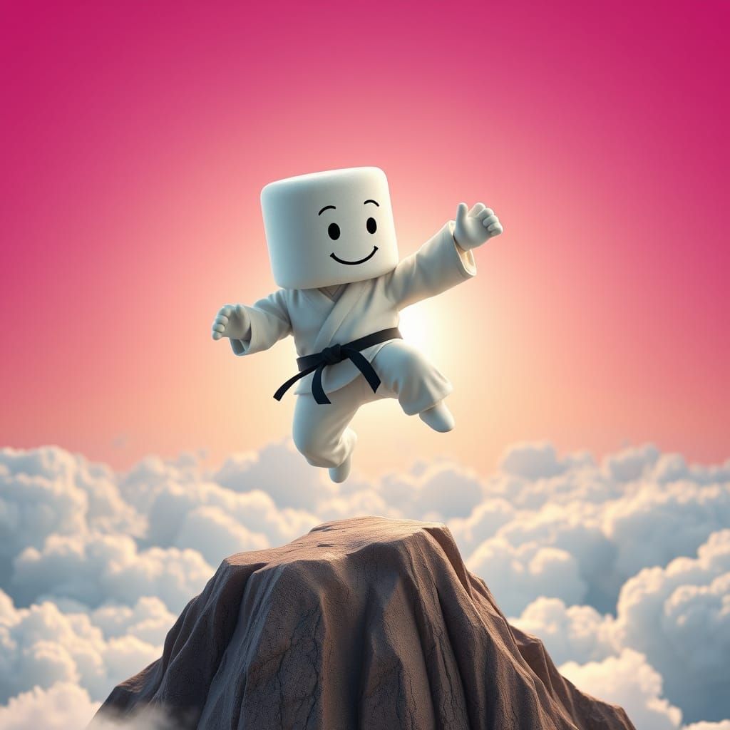 Marshmallow Man's Karate Kick in Pixar-Inspired 3D Scene