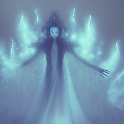 Ethereal Ghost Family in Flickering Light