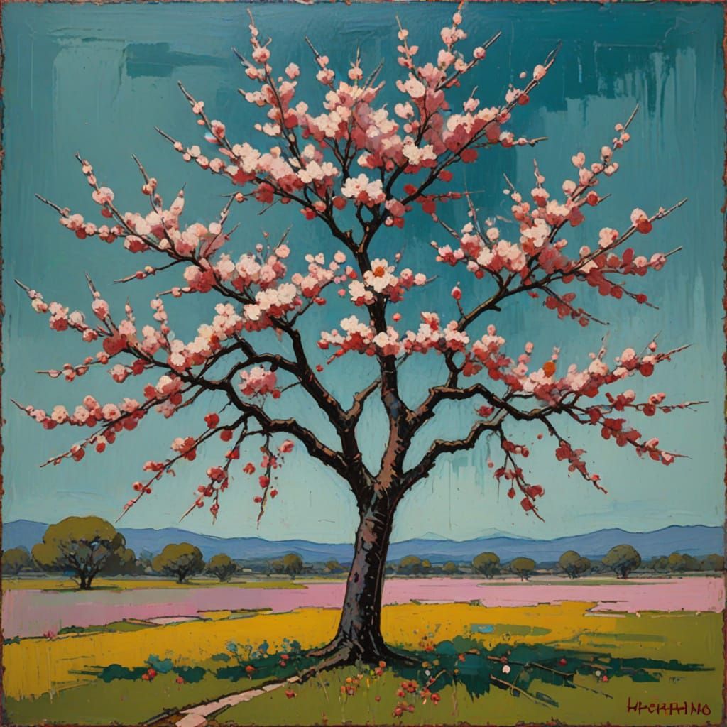 Abstract Cherry Blossoms in Rothko Style