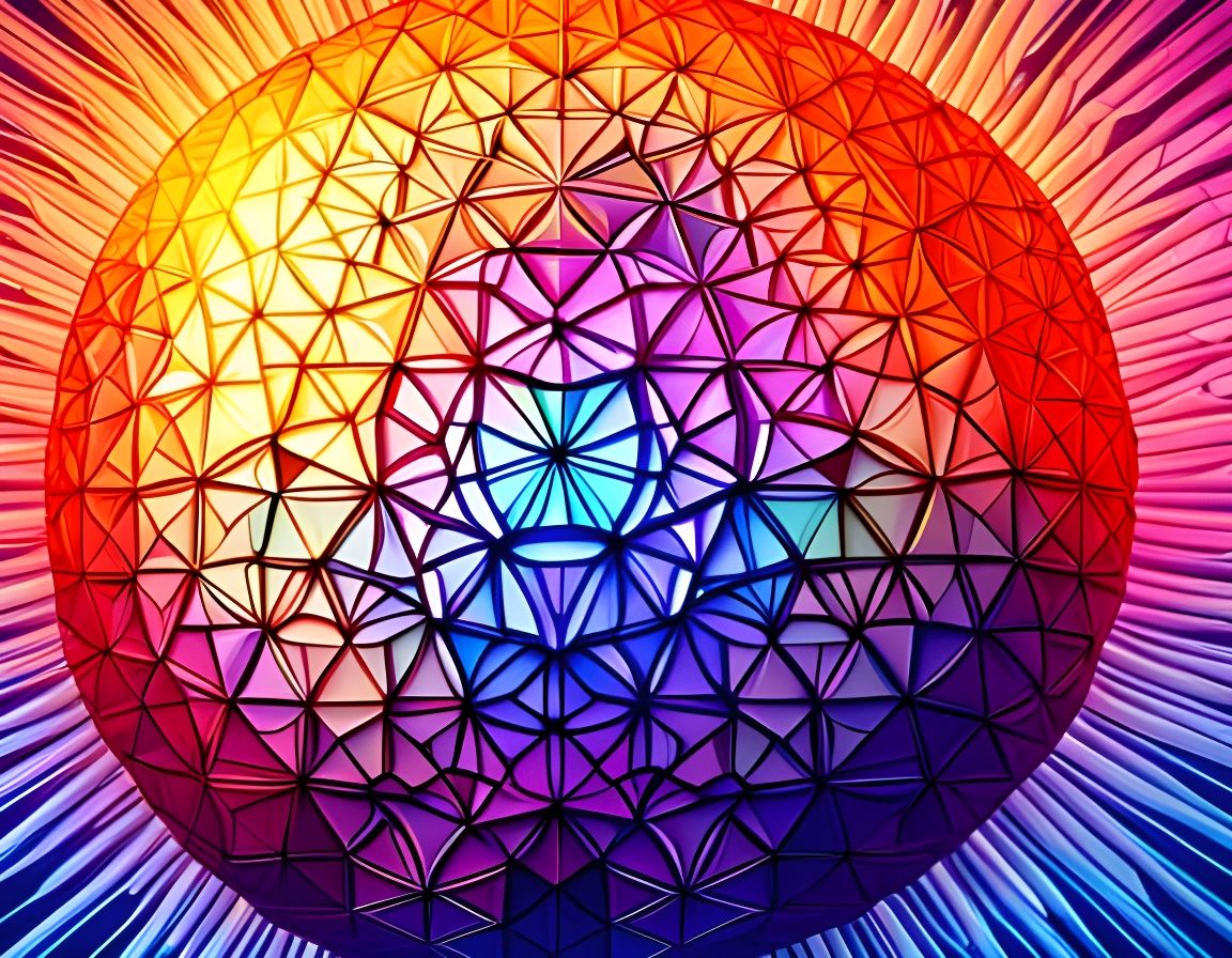 Iridescent Geodesic Dome with Vibrant Patterns