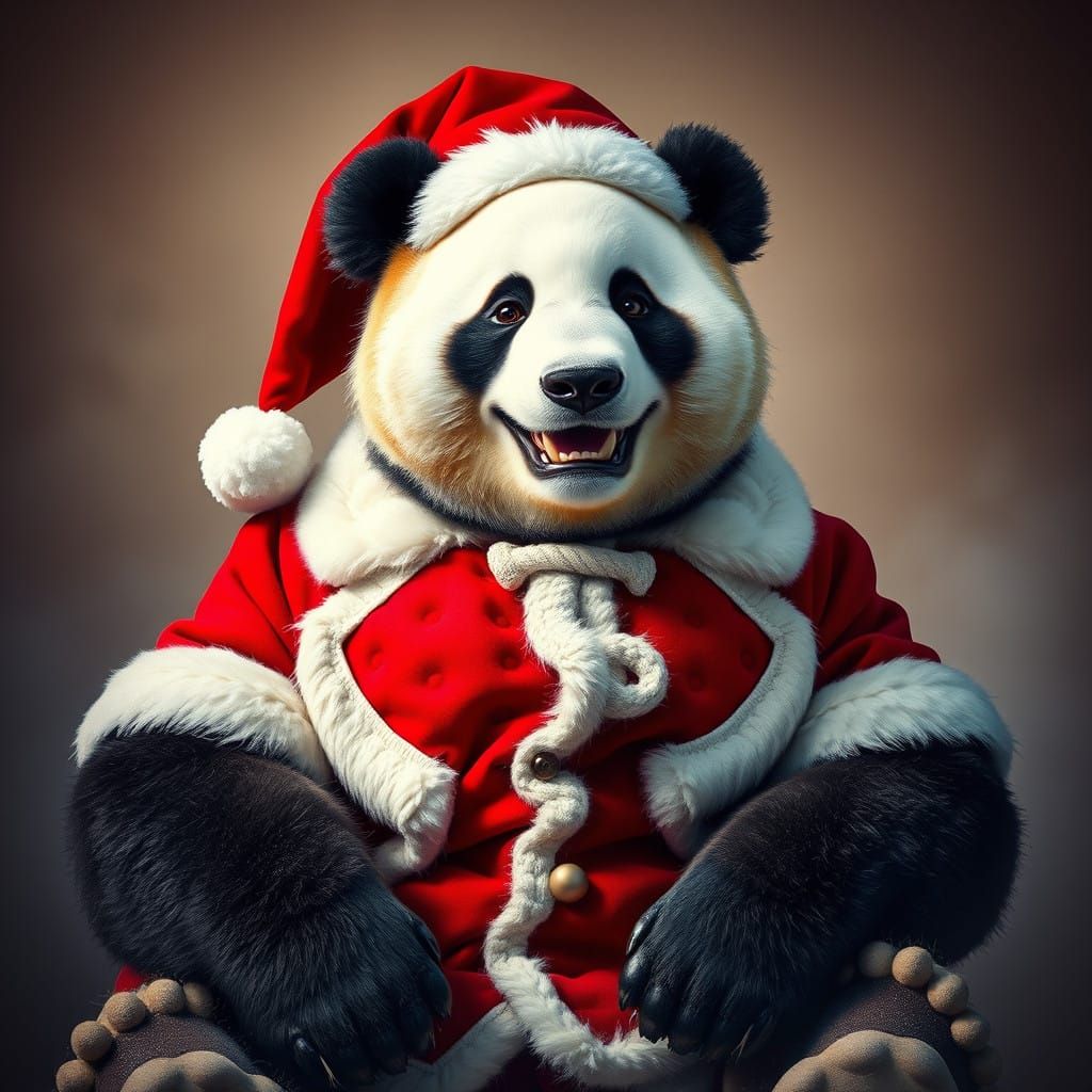 Majestic Panda Santa in Regal Splendor
