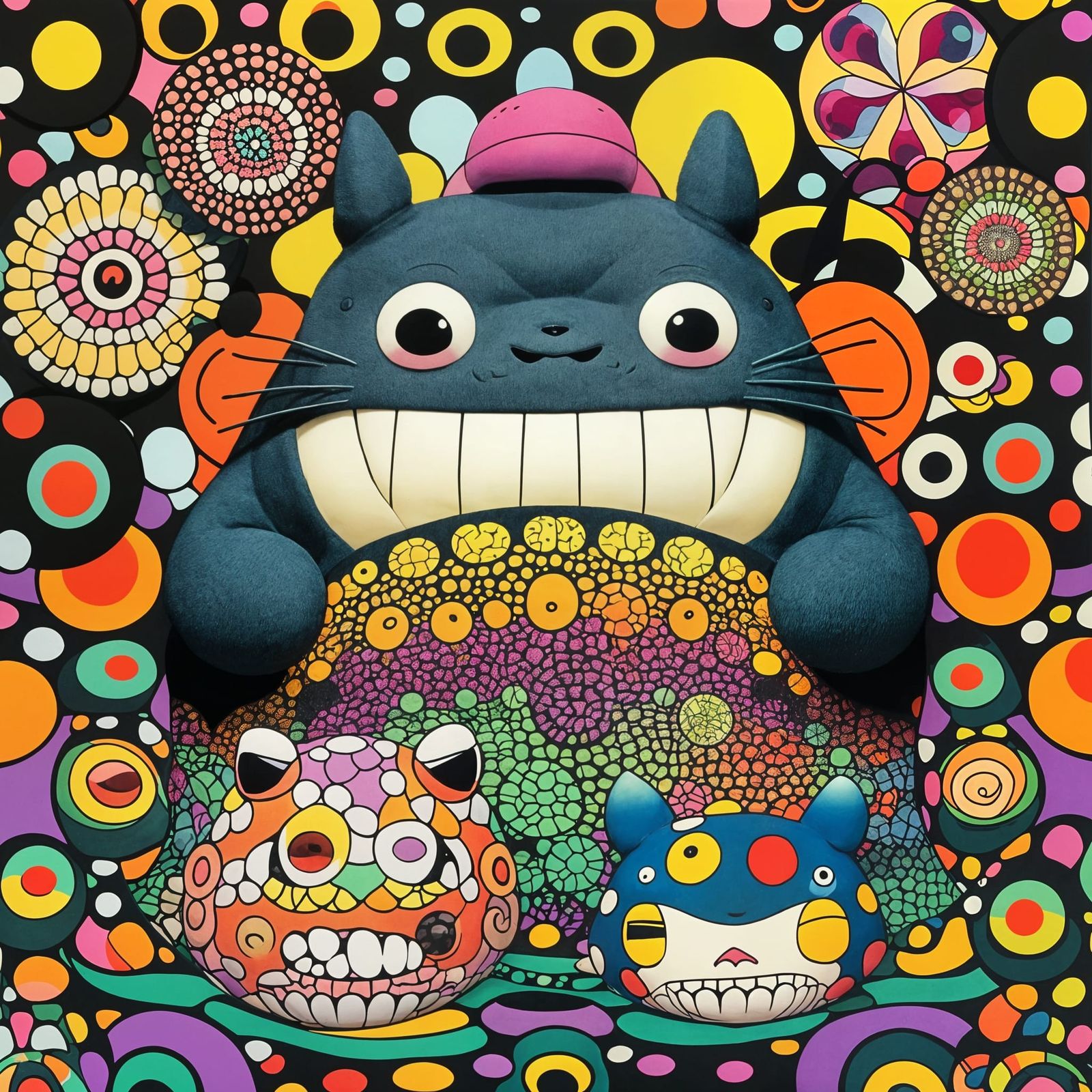 Totoro in Vibrant Yayoi Kusama-Inspired Colors