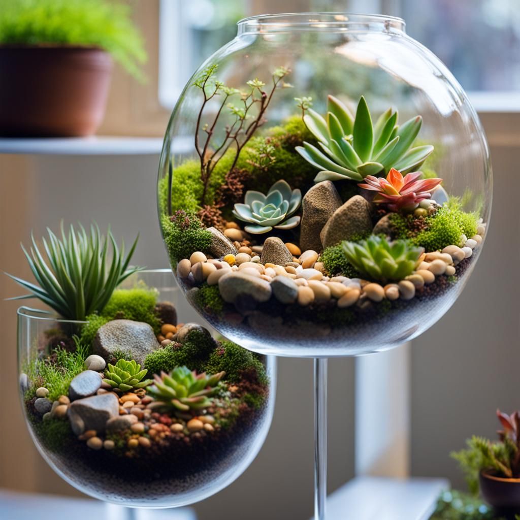 Exceptional Terrarium -  tiny ecosystems - succulent arrangements, lush miniature landscape