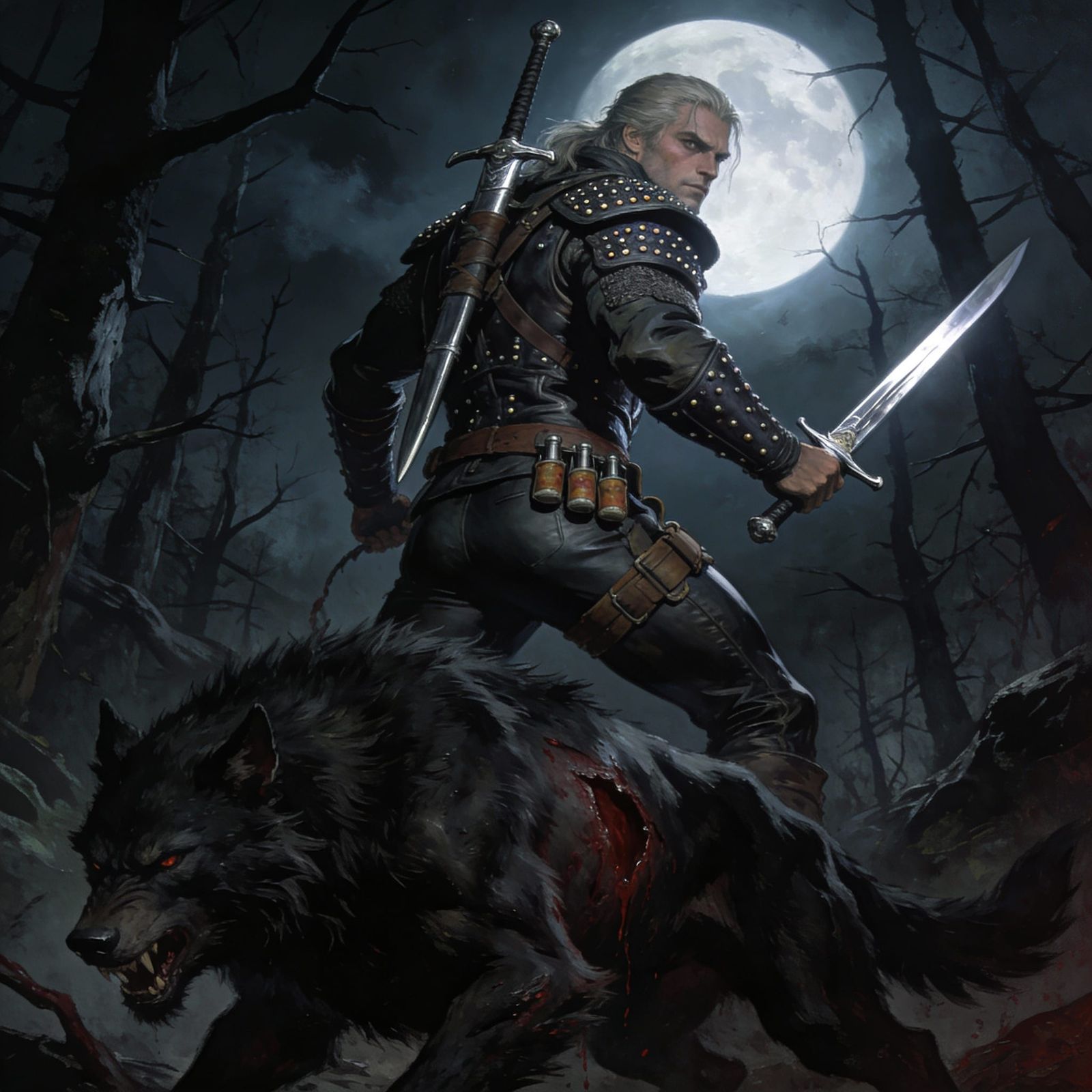 Witcher Hunts Wounded Werewolf in Sinister Woods