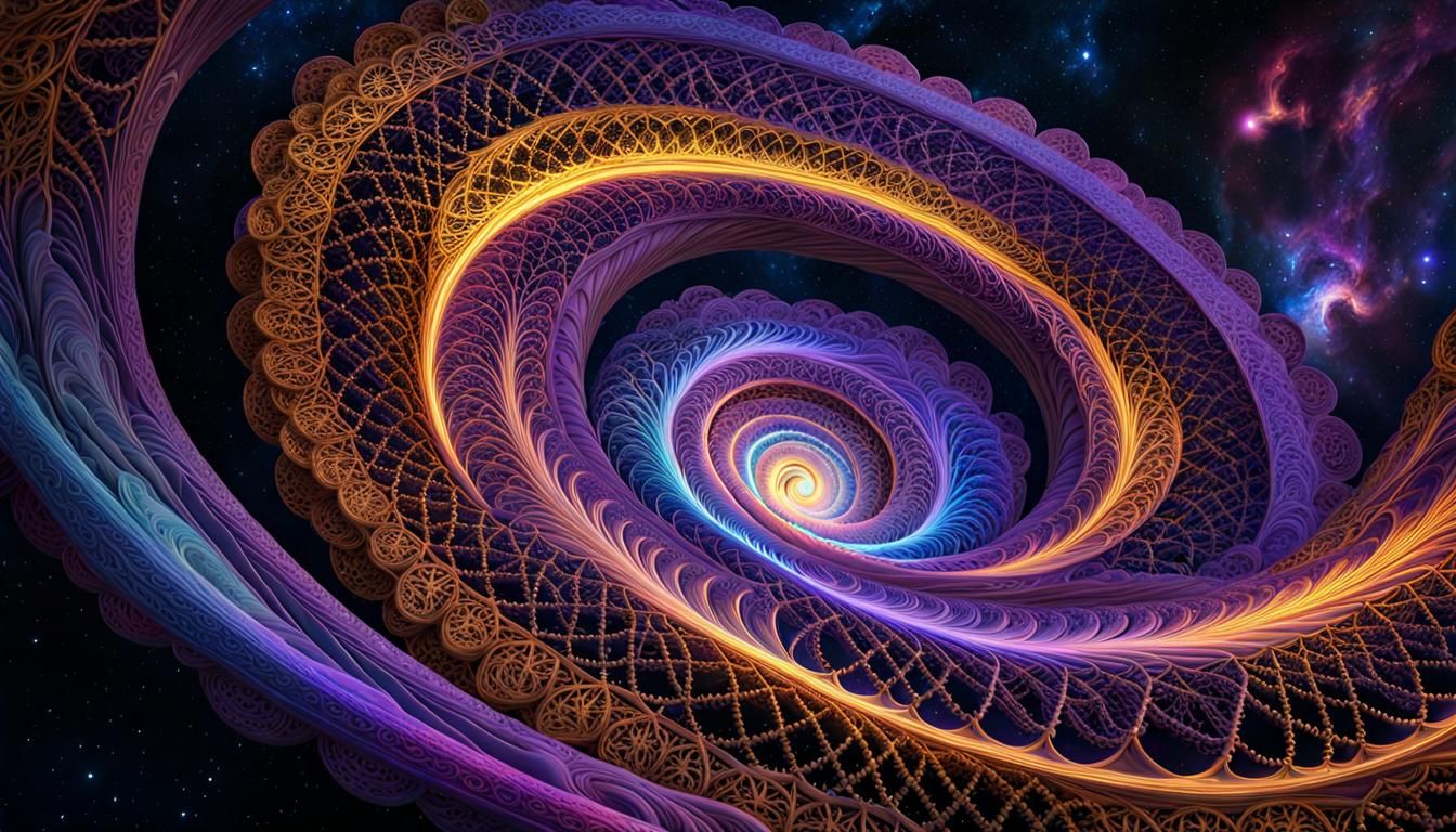 Colorful Fibonacci Nebula in Milky Way: Detailed Concept Art